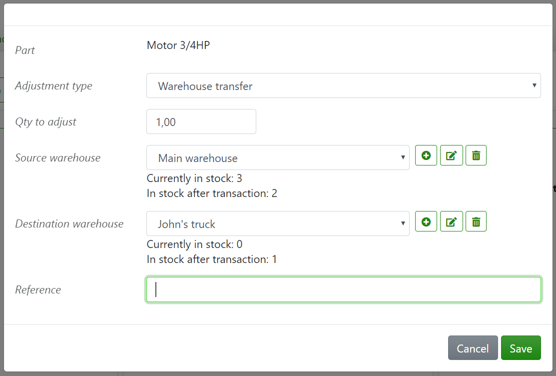 Service order software - Screenshot - Inventory